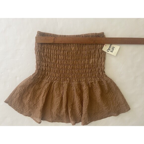 OPEN EDIT  Smocked‎ Semisheer Miniskirt - Tan Chanterelle Size XS - Picture 4 of 7